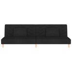 2-Seater Sofa Bed with Two Pillows Black Fabric