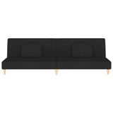 2-Seater Sofa Bed with Two Pillows Black Fabric - Top-Down View