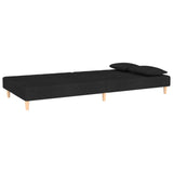 2-Seater Sofa Bed with Two Pillows Black Fabric - Rear View