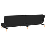 2-Seater Sofa Bed with Two Pillows Black Fabric - Close-Up Angle