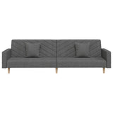 2-Seater Sofa Bed with Two Pillows Dark Grey Fabric
