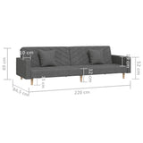 2-Seater Sofa Bed with Two Pillows Dark Grey Fabric - Extra Image