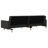 2-Seater Sofa Bed with Two Pillows Black Fabric - Close-Up Angle