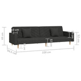 2-Seater Sofa Bed with Two Pillows Black Fabric