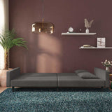 2-Seater Sofa Bed with Two Pillows Dark Grey Velvet