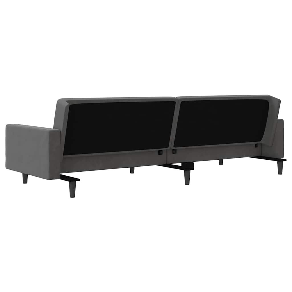 2-Seater Sofa Bed with Two Pillows Dark Grey Velvet