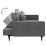 2-Seater Sofa Bed with Two Pillows Dark Grey Velvet - Rear View