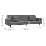 2-Seater Sofa Bed with Two Pillows Dark Grey Velvet - Extra Image