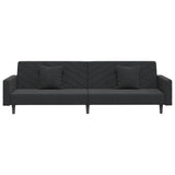 2-Seater Sofa Bed with Two Pillows Black Velvet - Top-Down View