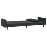 2-Seater Sofa Bed with Two Pillows Black Velvet - Rear View
