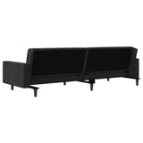 2-Seater Sofa Bed with Two Pillows Black Velvet - Low Angle