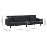 2-Seater Sofa Bed with Two Pillows Black Velvet