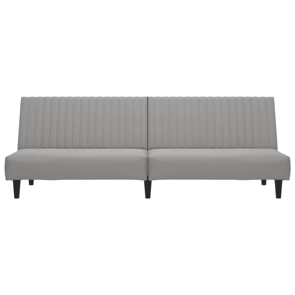 2-Seater Sofa Bed Light Grey Velvet