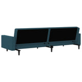 2-Seater Sofa Bed Blue Velvet - 45-Degree Angle