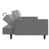 2-Seater Sofa Bed Light Grey Velvet - Rear View