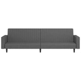 2-Seater Sofa Bed Dark Grey Velvet - Top-Down View