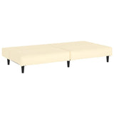 2-Seater Sofa Bed Cream Faux Leather - 45-Degree Angle