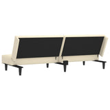 2-Seater Sofa Bed Cream Faux Leather - Low Angle