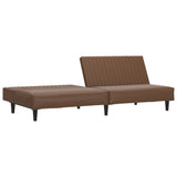 2-Seater Sofa Bed Brown Faux Leather - 45-Degree Angle