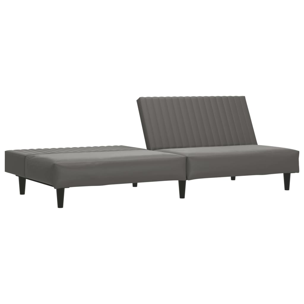 2-Seater Sofa Bed Grey Faux Leather