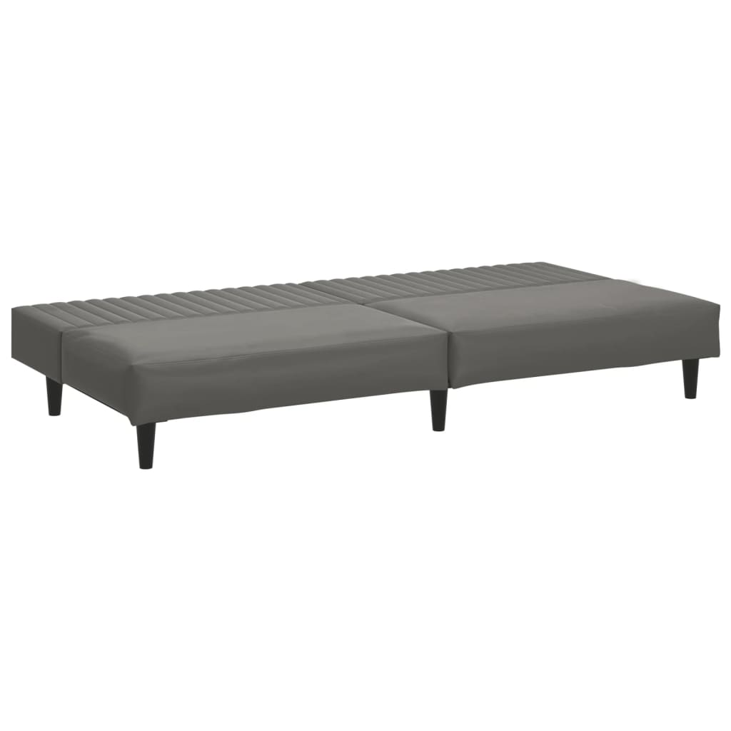 2-Seater Sofa Bed Grey Faux Leather