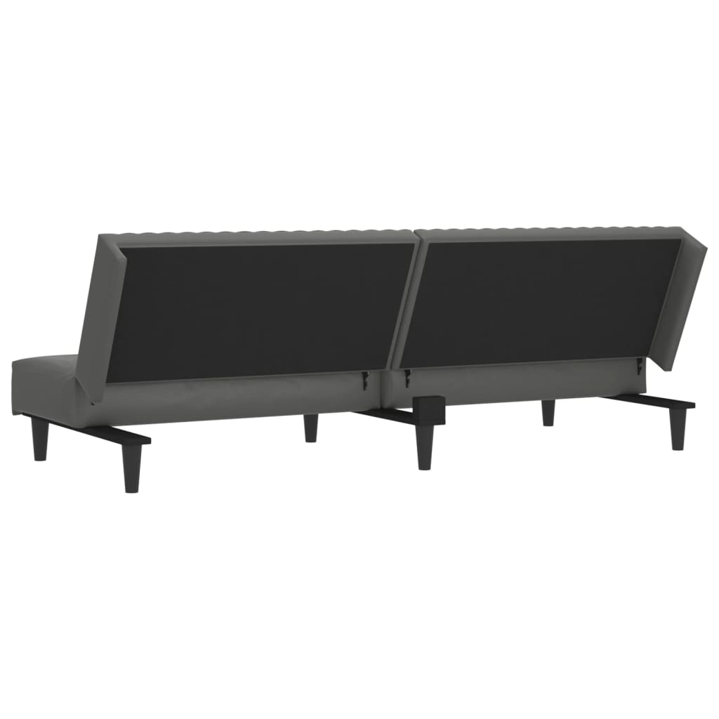 2-Seater Sofa Bed Grey Faux Leather