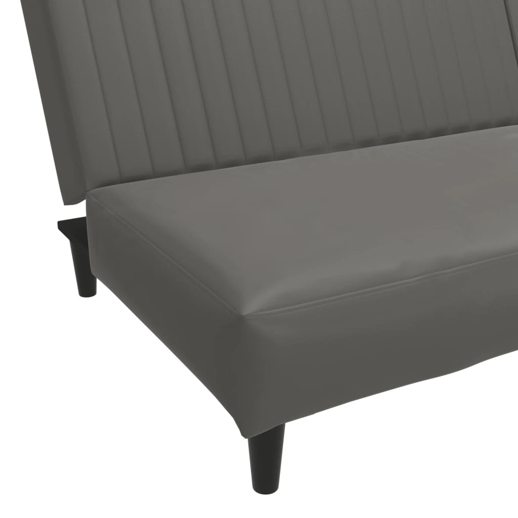 2-Seater Sofa Bed Grey Faux Leather