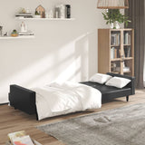 2-Seater Sofa Bed Black Faux Leather - Side View