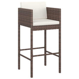 Bar Stools 2 pcs with Cushions Brown Poly Rattan - Side View