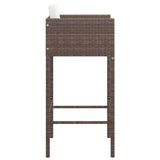Bar Stools 2 pcs with Cushions Brown Poly Rattan - 45-Degree Angle