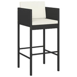 Bar Stools 2 pcs with Cushions Black Poly Rattan - Side View