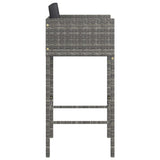 Bar Stools 2 pcs with Cushions Grey Poly Rattan