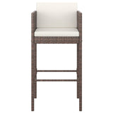 Bar Stools 4 pcs with Cushions Brown Poly Rattan - Top-Down View