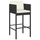 Bar Stools 4 pcs with Cushions Black Poly Rattan - Side View