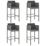 Bar Stools 4 pcs with Cushions Grey Poly Rattan