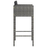 Bar Stools 4 pcs with Cushions Grey Poly Rattan - 45-Degree Angle