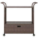 Bar Cart with Drawer Brown 100x45x97 cm Poly Rattan