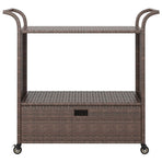 Bar Cart with Drawer Brown 100x45x97 cm Poly Rattan