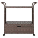 Bar Cart with Drawer Brown 100x45x97 cm Poly Rattan - Side View