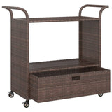 Bar Cart with Drawer Brown 100x45x97 cm Poly Rattan - Top-Down View