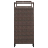 Bar Cart with Drawer Brown 100x45x97 cm Poly Rattan - 45-Degree Angle