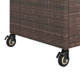 Bar Cart with Drawer Brown 100x45x97 cm Poly Rattan - Rear View