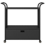 Bar Cart with Drawer Black 100x45x97 cm Poly Rattan