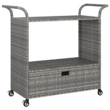 Bar Cart with Drawer Grey 100x45x97 cm Poly Rattan - Front View