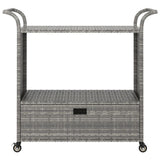 Bar Cart with Drawer Grey 100x45x97 cm Poly Rattan - Side View