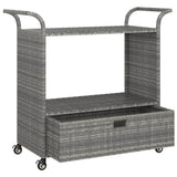 Bar Cart with Drawer Grey 100x45x97 cm Poly Rattan - Top-Down View