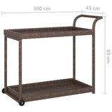 Bar Cart Brown 100x45x83 cm Poly Rattan - Rear View