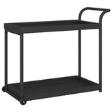 Bar Cart Black 100x45x83 cm Poly Rattan - Front View