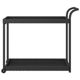 Bar Cart Black 100x45x83 cm Poly Rattan - Side View