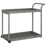 Bar Cart Grey 100x45x83 cm Poly Rattan - Front View